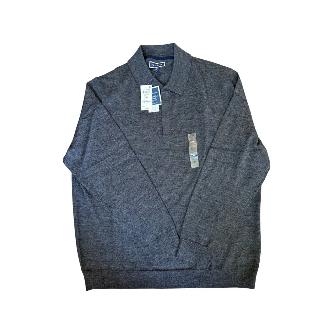 Club Room Mens Merino Wool Polo Sweater Size 2XL XXL‎ NWT Pullover Preppy Office